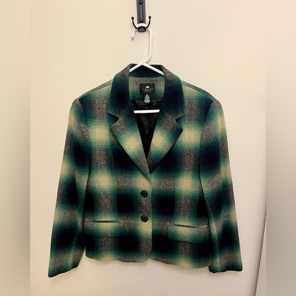 Vintage Plaid Wool Cashmere Limited America Women’s Two Button Blazer Size 12 - Picture 1 of 3